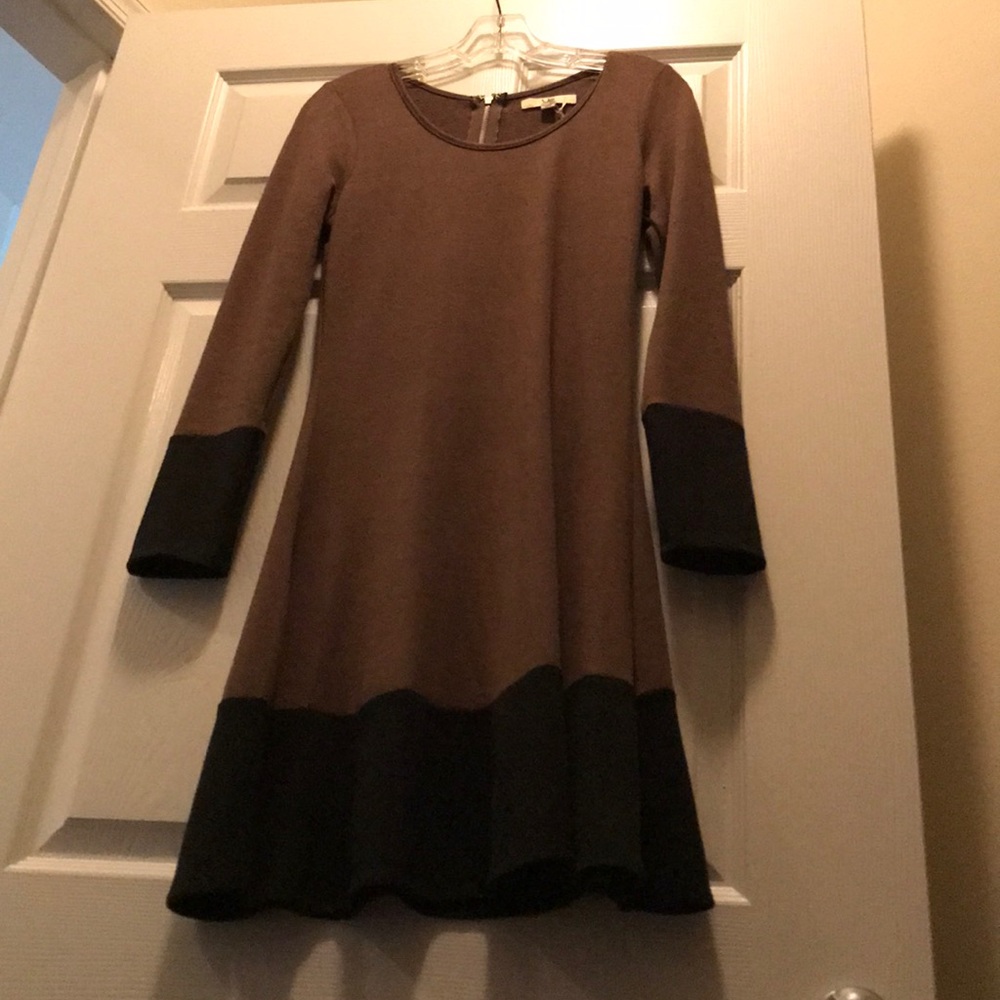 Two Tone, Black/Brown Sweater Dress
